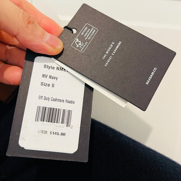 Naadam Signature Cashmere Mens Hoodie Navy Size Small *Brand New* - Picture 12 of 16